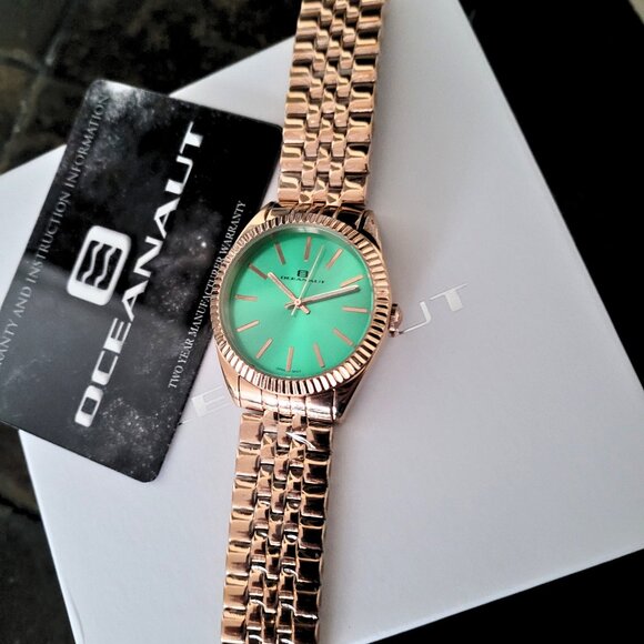 Oceanaut Women's OC7412 Rose Gold Green Dial Dress Watch - Picture 3 of 6